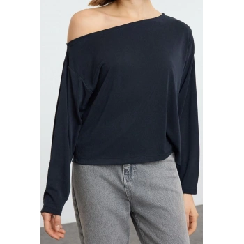 Stil Kadın %100 Modal Kumaş Rahat Kesim Bluz Regular Örme Relaxed Kalıp Tek Kol