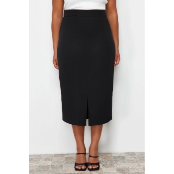 Moda Büyük Beden Regular Düz Desen Günlük Midi Boy Yüksek Bel Midi Dokuma Etek