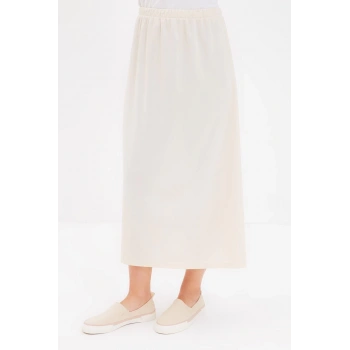 Moda Tesettür A-line Düz Desen Günlük Maxi Boy Örme Astar Etek