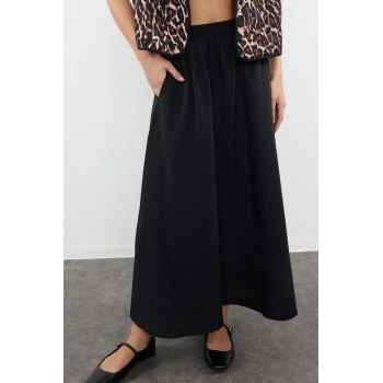 Moda Regular Düz Desen Günlük Maxi Boy A-line Maxi Boy Dokuma Etek