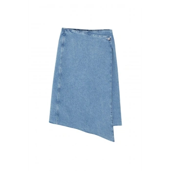 Moda Regular Düz Desen Günlük More Sustainable Püsküllü Midi Denim Etek