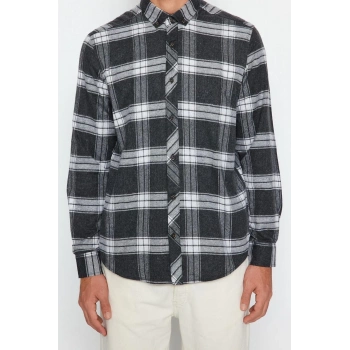 Moda Erkek Düğmeli Yaka Ekose Günlük Kışlık Oduncu Kareli Gömlek