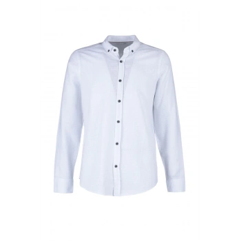 Moda Erkek Düğmeli Yaka Düz Desen Günlük Dokulu Pamuklu Gömlek