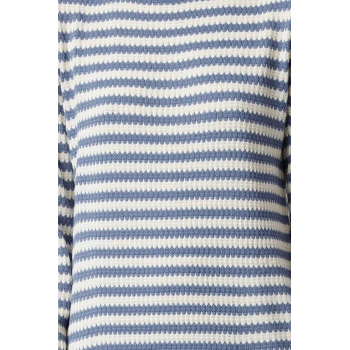 Moda Stil Fitted Bisiklet Yaka Maxi Boy Tesettür Taş Çizgili Uzun Triko Elbise