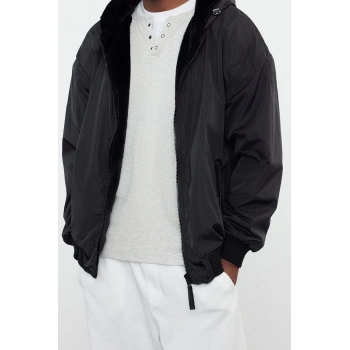 Tasarım Düz Astarlı Yaka Standart Relaxed Kapüşonlu Unisex İçi Peluşlu Giyilebilen Kapüşonlu Mont