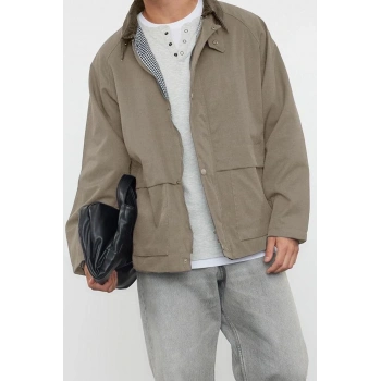 Tasarım Düz Astarlı Yaka Standart Regular Ceket Unisex Regular Fit Kadife Yaka Detaylı Mont