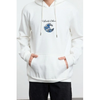 Tarz Bol Kapüşonlu Standart Kol Regular Hokusai Lisans Unıex Normal Kesim Sweatshirt