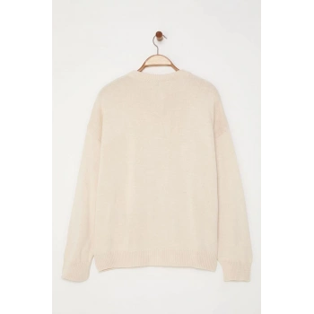 Kadın Modern Tarz Büyük Beden Regular Bisiklet Yaka Regular Triko Hırka