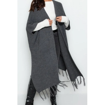 Kadın Modern Tarz Regular Şal Yaka Uzun Triko Hırka
