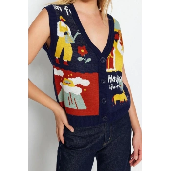 Kadın Modern Tarz Regular V Yaka Regular Triko Yelek