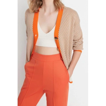 Kadın Modern Tarz Oversize V Yaka Midi Triko Hırka