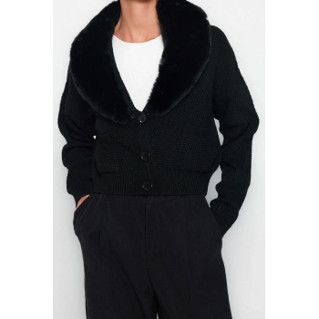 Kadın Modern Tarz Regular V Yaka Crop Triko Hırka