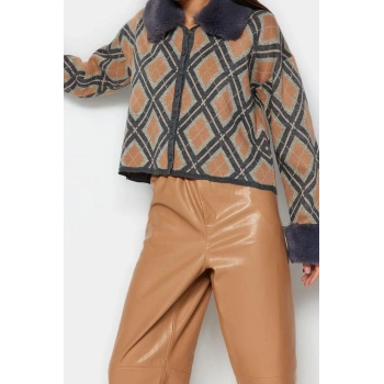 Kadın Modern Tarz Regular Polo Yaka Regular Triko Hırka