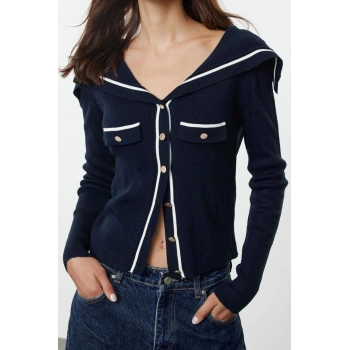 Kadın Modern Tarz Slim Devrik Yaka Regular Triko Hırka