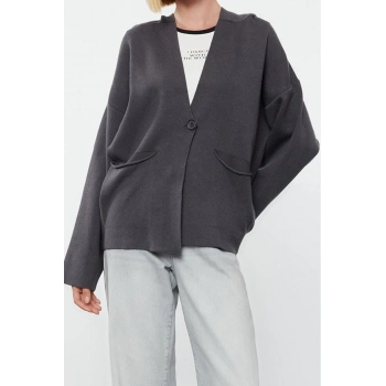 Kadın Modern Tarz Regular Kapüşonlu Midi Triko Hırka