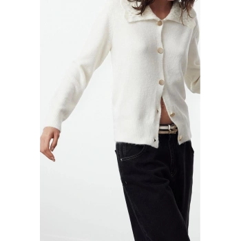 Kadın Modern Tarz Regular Devrik Yaka Regular Triko Hırka