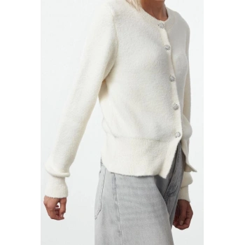 Kadın Modern Tarz Regular Bisiklet Yaka Regular Triko Hırka