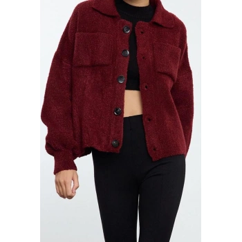 Kadın Modern Tarz Regular Polo Yaka Regular Triko Hırka