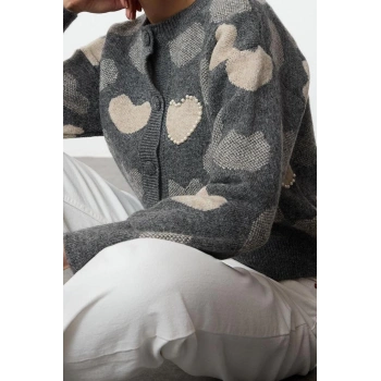 Kadın Modern Tarz Slim Bisiklet Yaka Regular Triko Hırka