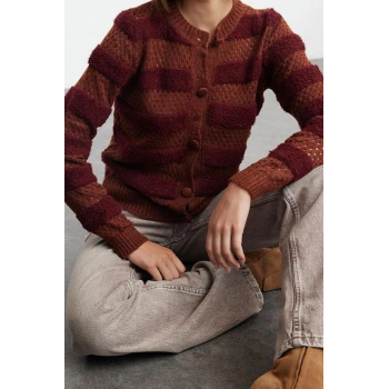 Kadın Modern Tarz Slim Bisiklet Yaka Regular Triko Hırka