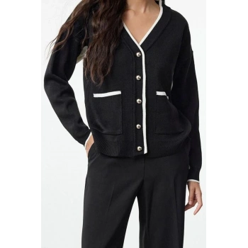 Kadın Modern Tarz Oversize V Yaka Regular Triko Hırka