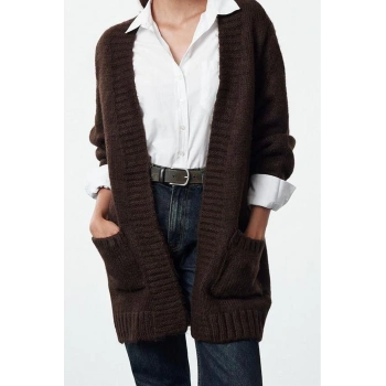 Kadın Modern Tarz Oversize V Yaka Regular Triko Hırka