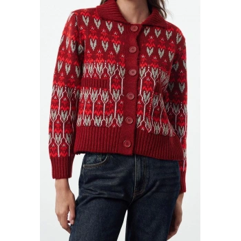 Kadın Modern Tarz Regular Polo Yaka Regular Triko Hırka