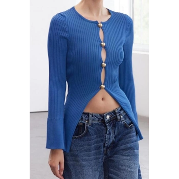 Kadın Modern Tarz Slim Bisiklet Yaka Regular Triko Hırka