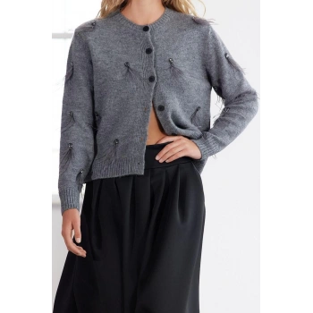 Kadın Modern Tarz Regular Bisiklet Yaka Regular Triko Hırka