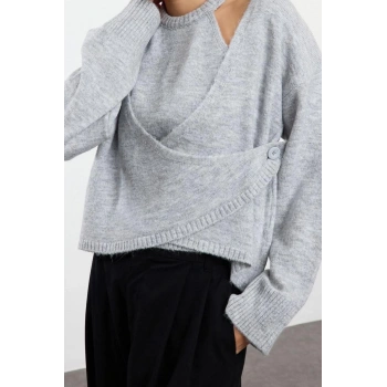 Kadın Modern Tarz Regular Kruvaze Regular Triko Hırka