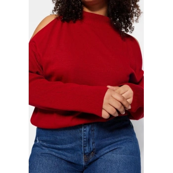 Büyük Beden Kadın Modern Tarz Rahat Uzun Dik Yaka Düz Kol Regular Triko Kazak