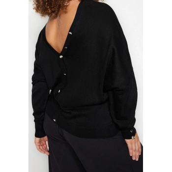 Büyük Beden Kadın Modern Tarz Rahat Uzun V Yaka Düz Kol Regular Triko Kazak