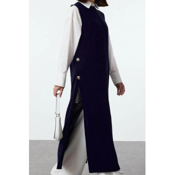 Kadın Modern Tarz Rahat Uzun Bisiklet Yaka Düz Kol Uzun Triko Süveter