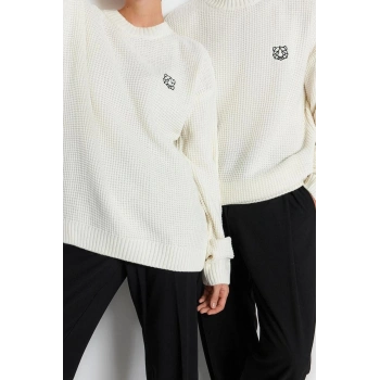 Erkek Modern Tarz Rahat Uzun Bisiklet Yaka Dokulu Kol Standart Triko Kazak