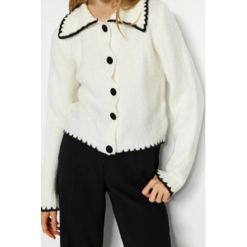 Kadın Modern Tarz Rahat Uzun Devrik Yaka Renk Bloklu Kol Regular Triko Hırka