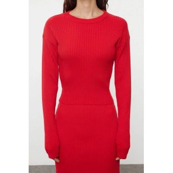 Tarz Kadın Modern Moda Normal Bel Geniş Paça Bisiklet Yaka Crop Triko Alt-Üst Takım