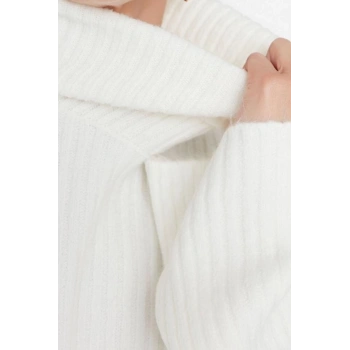 Stil Modern Kadın Regular Düşük Kol Balıkçı Yaka Yumuşak Dokulu Geniş Kalıp Triko Kazak