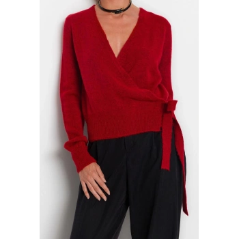 Stil Modern Kadın Regular Standart Kol Kruvaze Yumuşak Dokulu Triko Kazak