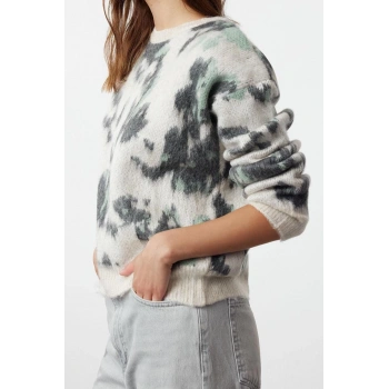 Stil Modern Kadın Regular Düşük Kol Bisiklet Yaka Yumuşak Dokulu Triko Kazak