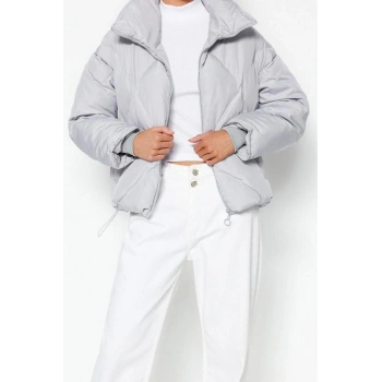 Tasarım Düz Astarlı Yaka Standart Oversize Dik Kadın Oversize Su İtici Şişme Kapitone Mont