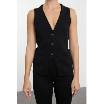 Tarz Kadın Modern Moda Normal Bel Boru Paça V Yaka Premium İplik Özel İplik Triko Alt-Üst Takım