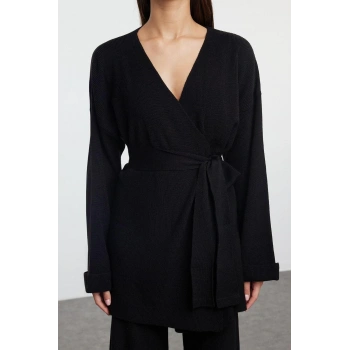 Tarz Kadın Modern Moda Normal Bel Boru Paça V Yaka Midi Boy Triko Alt-Üst Takım