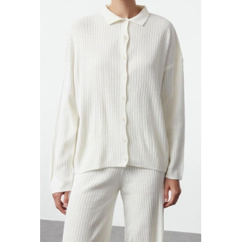 Tarz Kadın Modern Moda Normal Bel Boru Paça Polo Yaka Basic Polo Yaka Triko Alt-Üst Takım