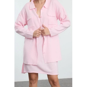 Moda Stil Regular Polo Yaka Mini Boy Triko Basic Elbise