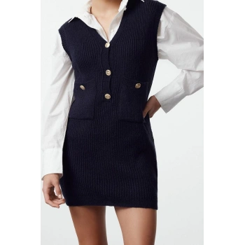 Moda Stil Slim V Yaka Mini Boy Triko Yumuşak Dokulu Elbise