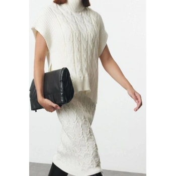 Moda Stil Regular Dik Yaka Regular Boy Triko Yumuşak Dokulu Süveter-Elbise Takım