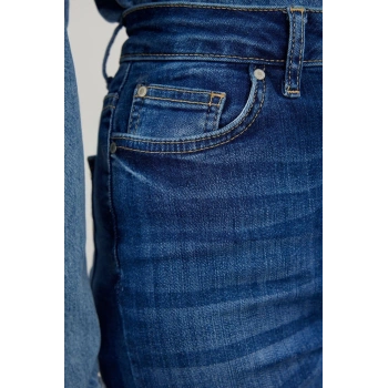 Stil Kadın Moda Denim Kot Pantolon Regular Dar Paça Yüksek Bel Skinny Jeans