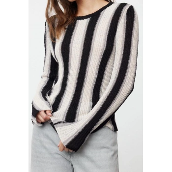 Stil Modern Kadın Regular Standart Kol Bisiklet Yaka Pamuklu Renk Bloklu İnce Triko Kazak