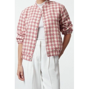 Tasarım Düz Astarlı Yaka Standart Regular Hakim Kadın Regular Tuvit İnce Bomber Ceket Mont