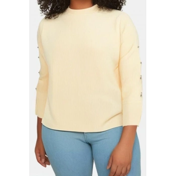 Moda Büyük Beden Balıkçı Yaka Triko Fit Düz Desen Casual Günlük Regular Uzun Kol Bluz